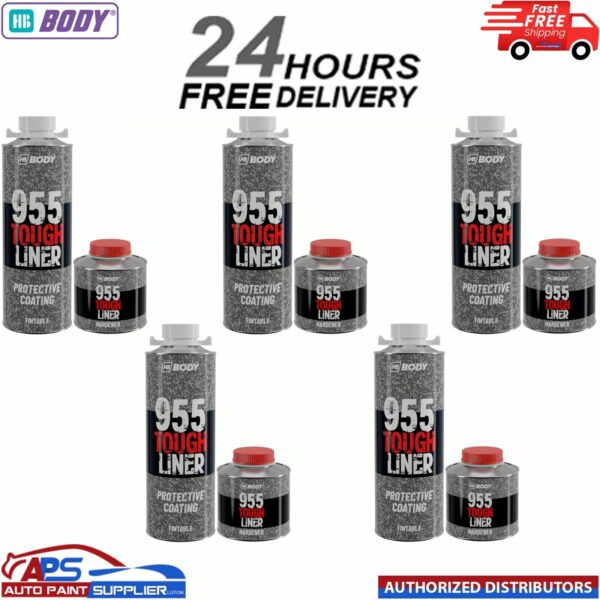 5x HB BODY 955 TOUGH BED LINER COATING 1 BOTTLE KIT WITH HARDENER - TINTABLE Model: 955.02.0000.1X5