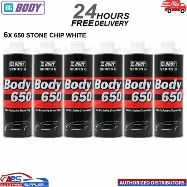 6x HB BODY 650 STON CHIP WHITE 1KG SCREW TOP CAN SERIES 6 - FAST DELIVERY Model: 6500010001