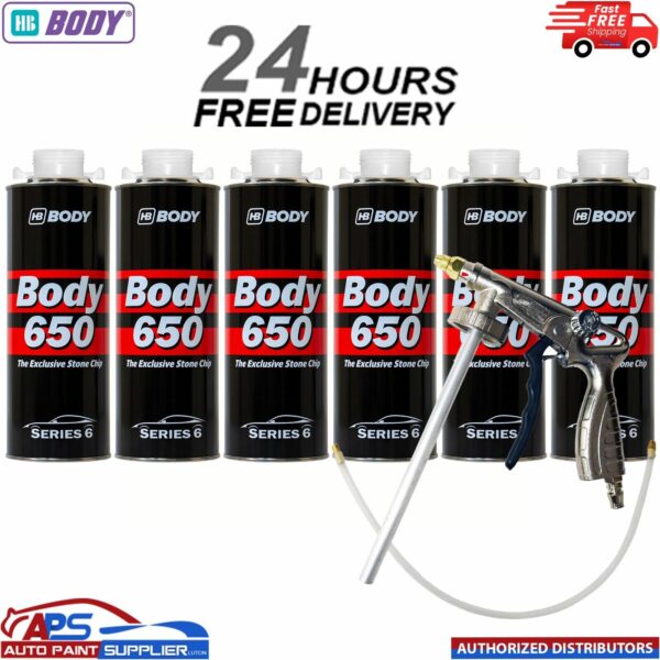 6x HB BODY 650 STONE CHIP WHITE 1KG WITH UNDERBODY COATING GUN Model: 6500010001