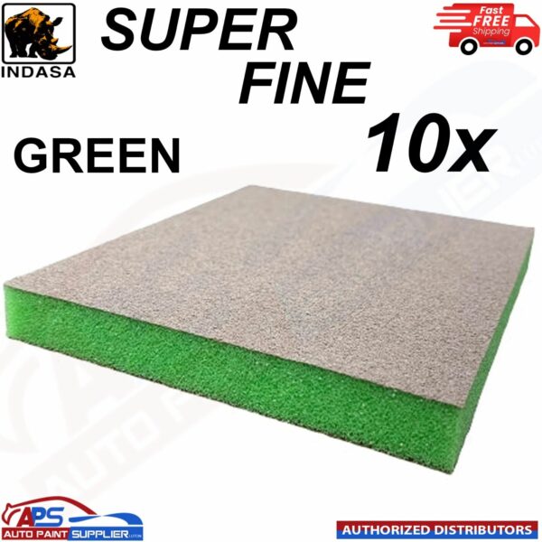 10X INDASA (595121) RHYNOSPONGE DOUBLE SIDED SPONGE - AUTO SUPER FINE GREEN Model: 595121