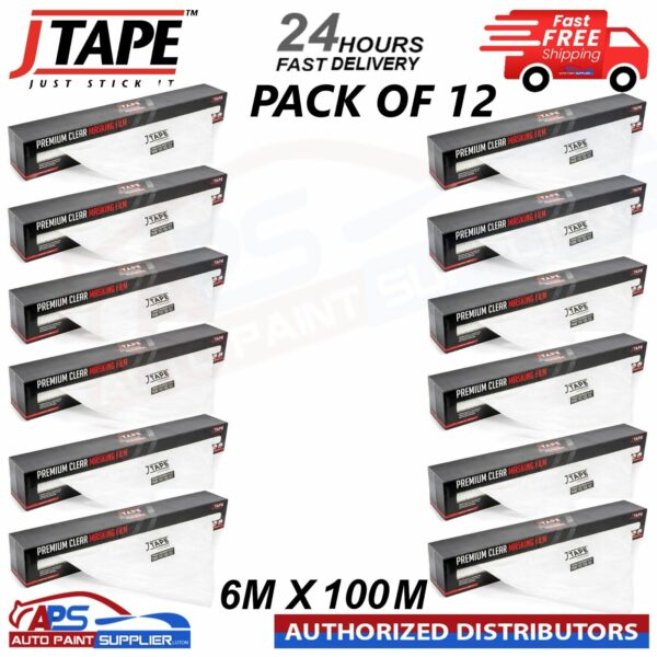 12 X JTAPE PREMIUM MASKING SHEETING FILM 6M X100M - FAST DELIVERY Model: JTAPE1090.6010X12