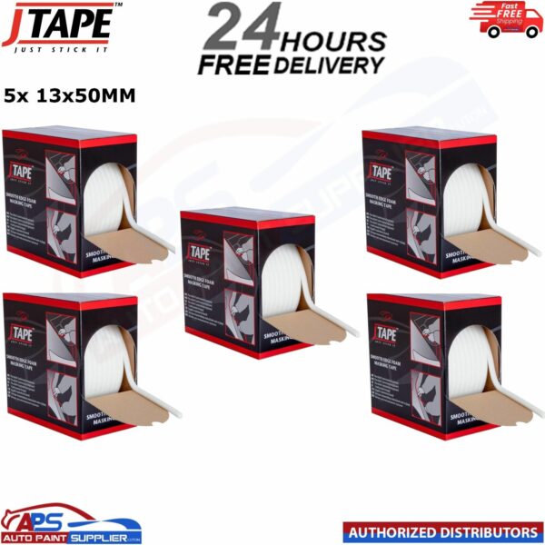 5x J Tape Masking Tape Smooth Soft Edge Foam 13mm x 50m Car Paint Spraying Model: 1013.13502