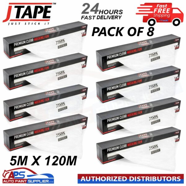 8 X JTAPE PREMIUM MASKING SHEETING FILM 5M X120M - FAST DELIVERY Model: JTAPE1090.5012X8