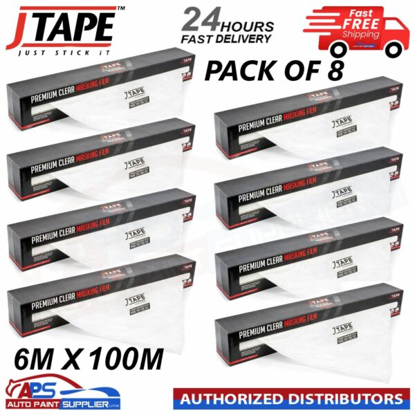 8 X JTAPE PREMIUM MASKING SHEETING FILM 6M X100M - FAST DELIVERY Model: JTAPE1090.6010X8