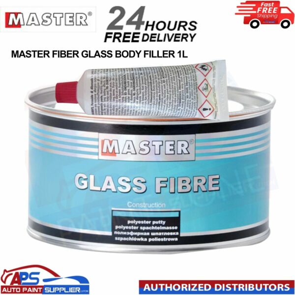 MASTER FIBER GLASS BODY FILLER BIG SMOOTH EASY SAND 1 LITRE WITH HARDENER TUBE Model: Glass Fiber