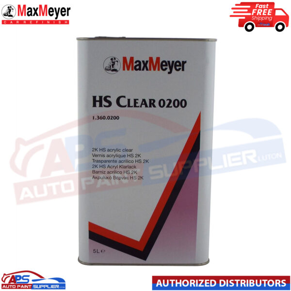 Max Meyer HS Clear Coat Car Lacquer 0200 Maxiclear Lacquer 2K 5 Litre Model: 1.360.0200/E5