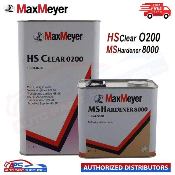 Max Meyer HS Clear Coat 2k Car Lacquer 0200 + MS Hardener 8000 7.5 Litre Model: O200+8000