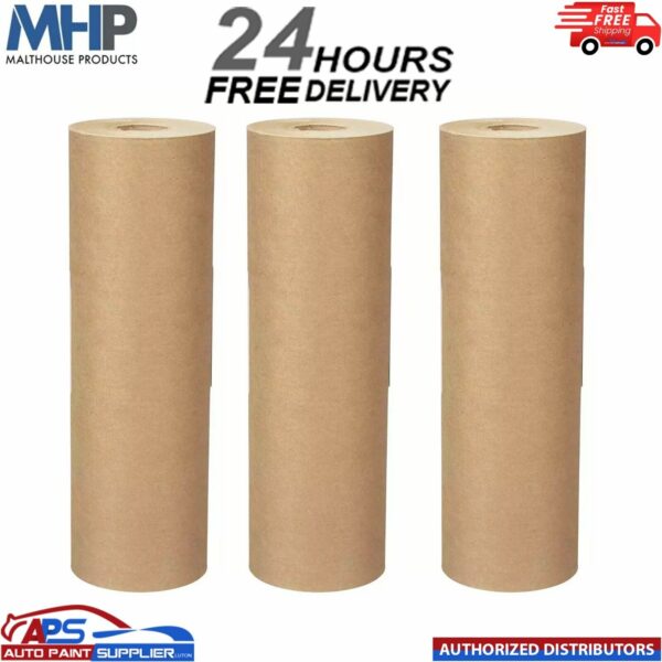 3x Brown Masking Paper 18 Inch approx. water & solvent 450mm 50gsm 180m Model: Masking paper 18