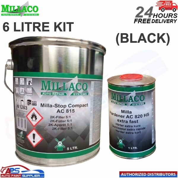Millaco by Mipa 2k HS High Build Primer Filler Kit 6L KIT - BLACK 5:1 Model: AC 815 & AC 820