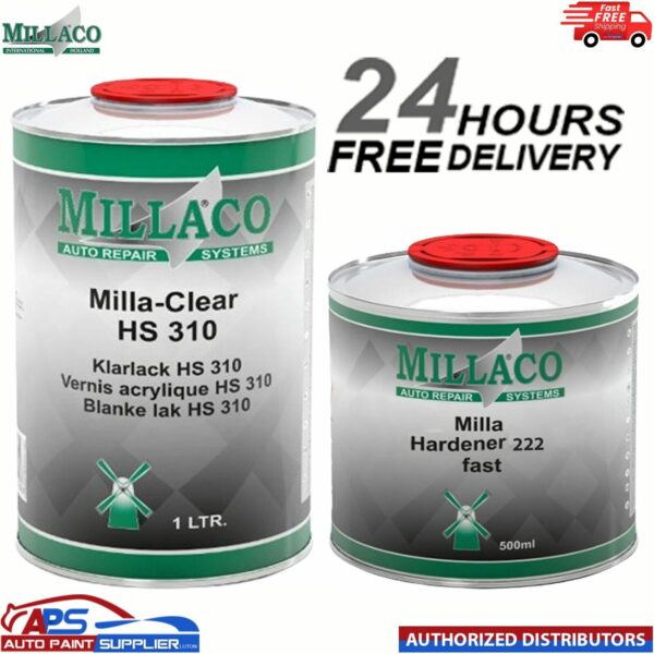 Millaco Milla-Clear HS310 1lt & Milla Hardener 222 Fast 0.5LTR Model: 41m