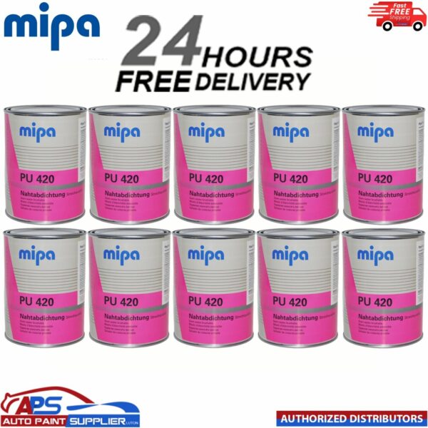 10x MIPA PU 420 Seam Sealer 1KG Tin Grey Brushable Polyurethane Adhesive Sealant Model: 266410000