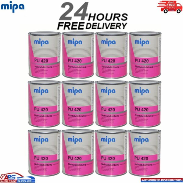 12x MIPA PU 420 Seam Sealer 1KG Tin Grey Brushable Polyurethane Adhesive Sealant Model: MIPA PU 420