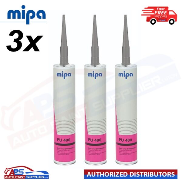 3x MIPA PU 400 Seam Sealer 310ml Grey Cartridge Polyurethane Adhesive Sealant Model: PU 400