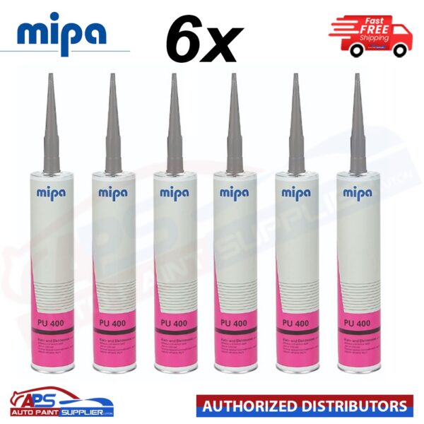6x MIPA PU 400 Seam Sealer 310ml Grey Cartridge Polyurethane Adhesive Sealant Model: PU 400
