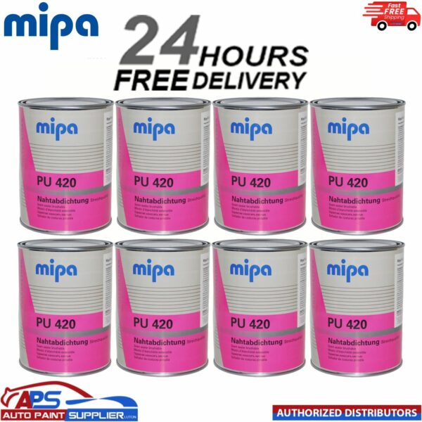 8x MIPA PU 420 Seam Sealer 1KG Tin Grey Brushable Polyurethane Adhesive Sealant Model: MIPA PU 420