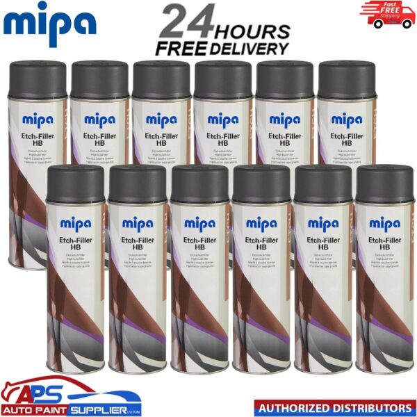 12x MIPA Etch-Filler HB Dark Grey Aerosol Spray – 500ML Model: 213040001