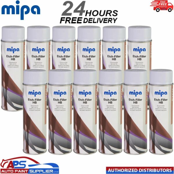 12x MIPA Etch-Filler HB Light Grey Aerosol Spray – 500ML Model: 213040000