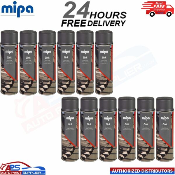 12x MIPA ZINC Spray Grey Corrosion Protection Primer Car Paint Aerosol - 400ml Model: 213460000A