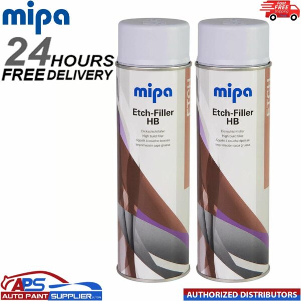 2x MIPA Etch-Filler HB Light Grey Aerosol Spray – 500ML Model: 213040000