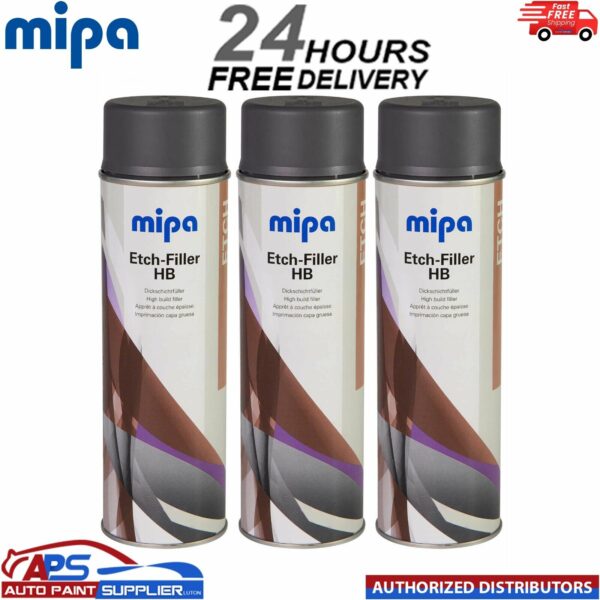 3x MIPA Etch-Filler HB Dark Grey Aerosol Spray – 500ML Model: 213040001