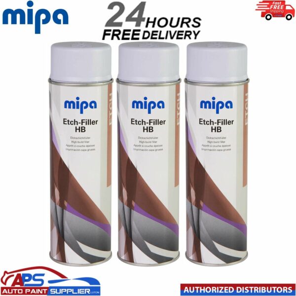 3x MIPA Etch-Filler HB Light Grey Aerosol Spray – 500ML Model: 213040000