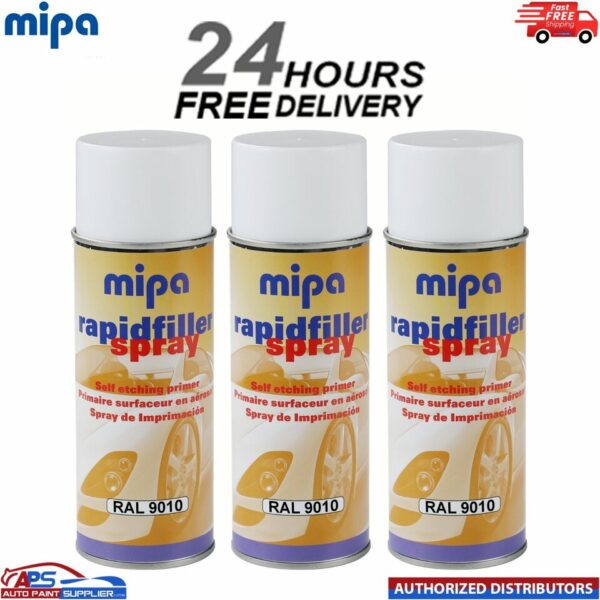 3x MIPA RAPID PRIMER SPRAY RAL 9010 AEROSOL 400ML - FAST DELIVERY Model: Rapid Primer SPRAY