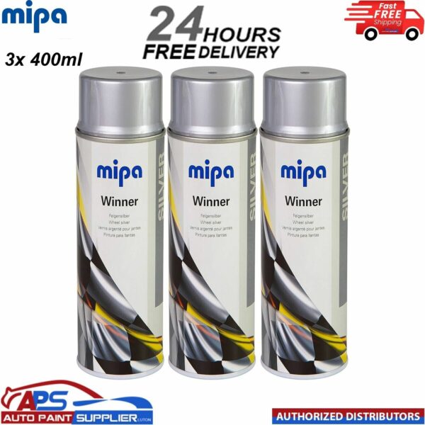 3x MIPA Winner Felgensilber Silver Rim Paint in Spraycan - 400ML Model: MAWFSRP