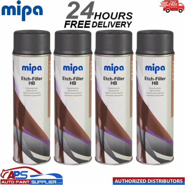 4x MIPA Etch-Filler HB Dark Grey Aerosol Spray – 500ML Model: 213040001