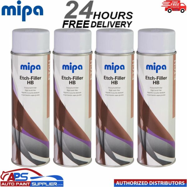 4x MIPA Etch-Filler HB Light Grey Aerosol Spray – 500ML Model: 213040000