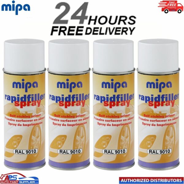 4x MIPA RAPID PRIMER SPRAY RAL 9010 AEROSOL 400ML - FAST DELIVERY Model: Rapid Primer SPRAY