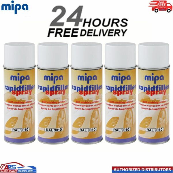 5x MIPA RAPID PRIMER SPRAY RAL 9010 AEROSOL 400ML - FAST DELIVERY Model: Rapid Primer SPRAY