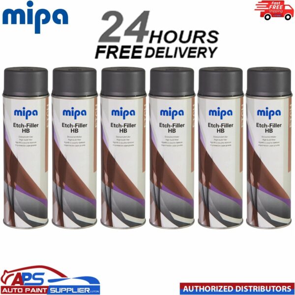6x MIPA Etch-Filler HB Dark Grey Aerosol Spray – 500ML Model: 213040001