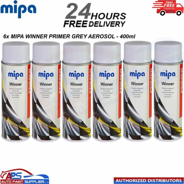 6x MIPA MAWPG WINNER PRIMER GREY - SPRAY PAINT AEROSOL 400ML Model: MAWPG