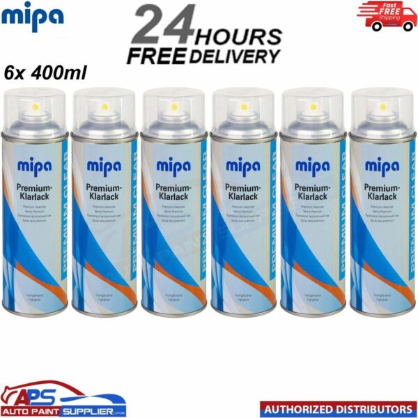6x Mipa Premium Clearcoat Spray Aerosol 400ML - FAST DELIVERY Model: 215010020