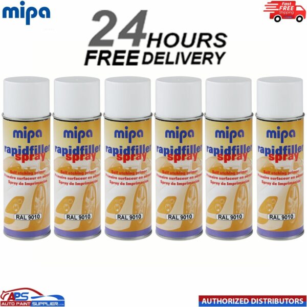 6x MIPA RAPID PRIMER SPRAY RAL 9010 AEROSOL 400ML - FAST DELIVERY Model: Rapid Primer SPRAY