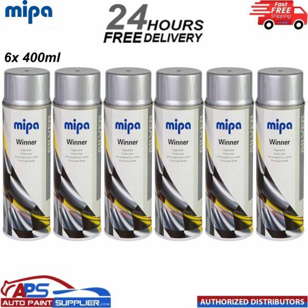 6x MIPA Winner Felgensilber Silver Rim Paint in Spraycan - 400ML Model: MAWFSRP