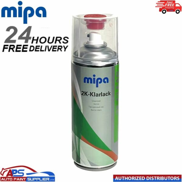 MIPA 2K CLEAR COAT SPRAY with HARDENER 400ml Lacquer Car Paint Aerosol Model: 212910000A