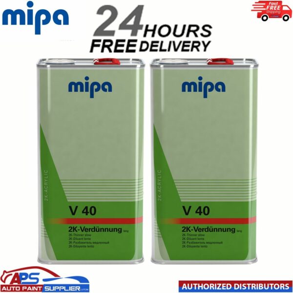 2x MIPA 271250000 V40 SLOW 2K THINNER REDUCER 5LTR Model: 271250000