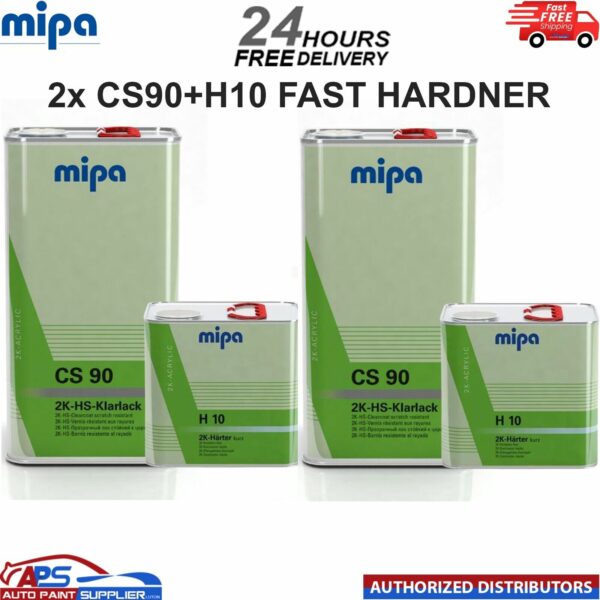 2X MIPA CS90 2K HS ACRYLIC CLEAR COAT/ LACQUER + H10 FAST HARDENER-FAST DELIVERY Model: 2XCS90/H10