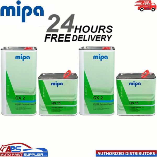 2x MIPA CX2 HS EXPRESS CLEARCOAT KIT WITH HS10 FAST HARDENER 7.5L Model: MIP231750000+MIP237130000S