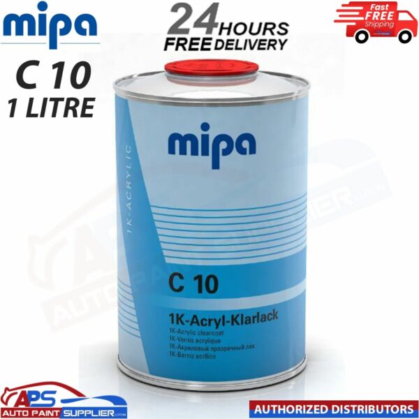 MIPA 1K C10 CLEAR COAT LACQUER HIGH GLOSS UV RESISTANT 1L - FAST DELIVERY Model: 1kclearrfu