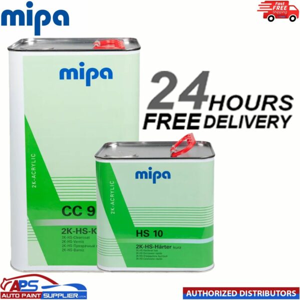 MIPA CC9 HS KLARLACK CLEARCOAT LACQUER WITH HS10 FAST HARDENER - 7.5LTR KIT Model: CC9-HS10