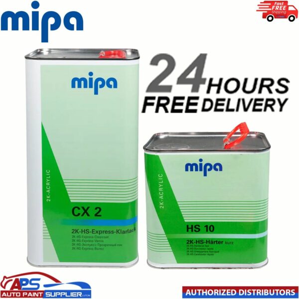 MIPA CX2 HS EXPRESS CLEARCOAT KIT WITH HS10 FAST HARDENER 7.5L Model: MIP231750000+MIP237130000S