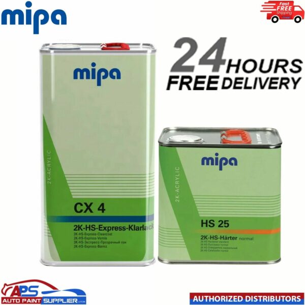 MIPA CX4 EXPRESS KLARLACK CLEARCOAT LACQUER WITH HS25 HARDENER-CX 4 - 7.5LTR KIT Model: CX 4