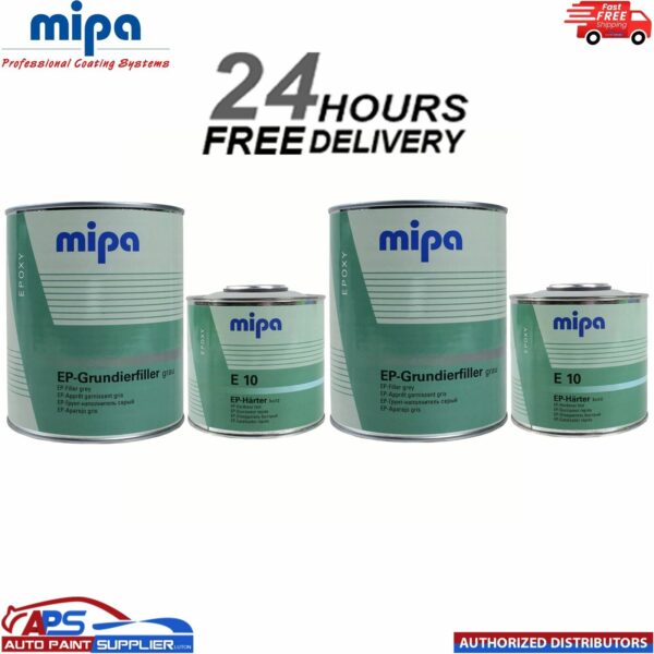 2 x MIPA EP EPOXY PRIMER Grundierfiller 2K GREY + EP FAST HARDENER E10 - 3L KIT Model: 227510000/KIT