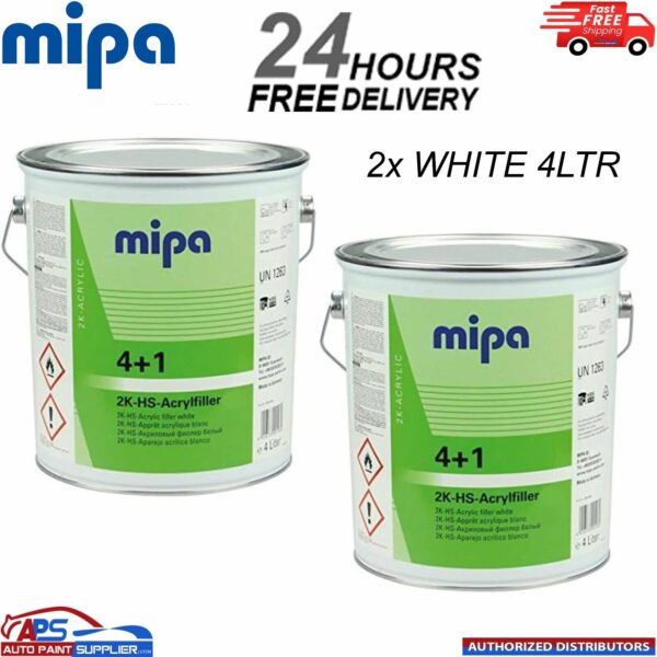 2x MIPA 4+1 ACRY FILLER HIGH BUILD 2K PRIMER 4L - WHITE - FAST DELIVERY Model: 228540003