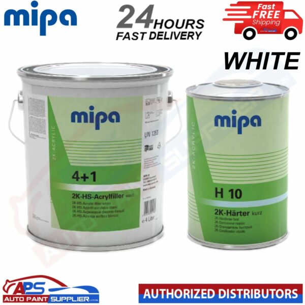 MIPA 4 + 1 ACRYFILLER HIGH BUILD PRIMER WHITE 4LTR + H10 1LTR - FAST DELIVERY Model: 228540003