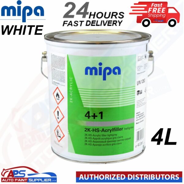 MIPA 4+1 ACRY FILLER HIGH BUILD 2K PRIMER 4L - WHITE - FAST DELIVERY Model: 228540003