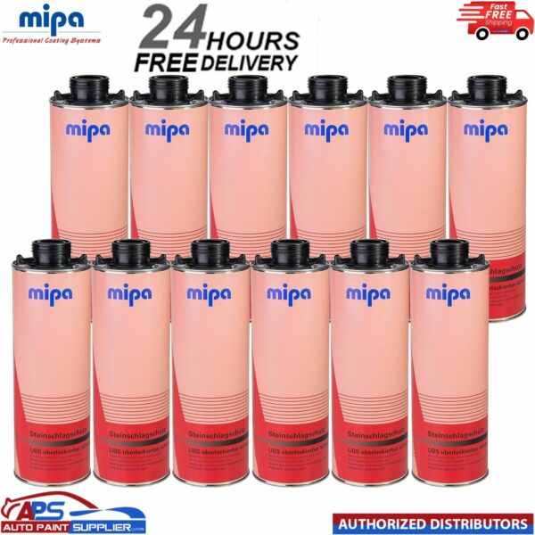 12x MIPA SUPER BLACK OVER PAINTABLE STONE CHIP 1L Model: 256210000