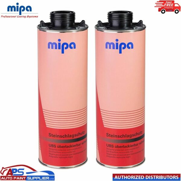 2x MIPA SUPER BLACK OVER PAINTABLE STONE CHIP 1L Model: 256210000